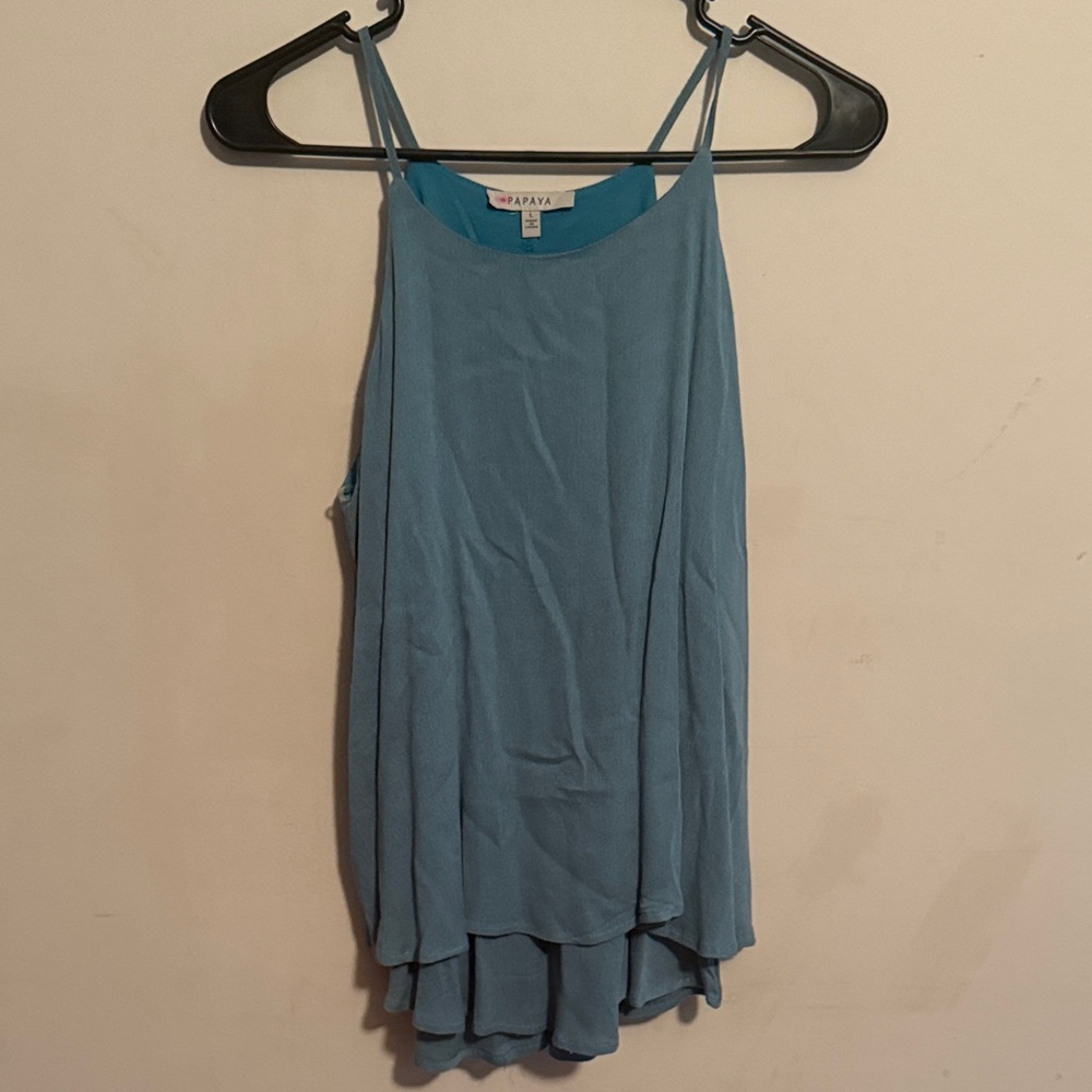 Papaya Light Blue Layered Camisole